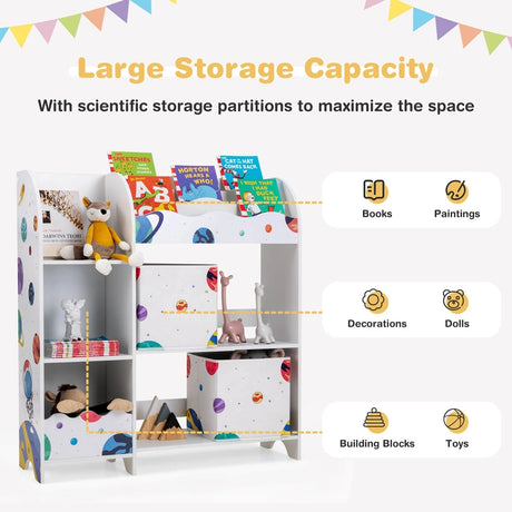 Kids Toy and Book Organizer Children Wooden Storage Cabinet with Storage Bins