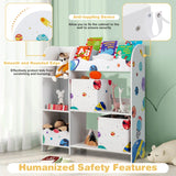 Kids Toy and Book Organizer Children Wooden Storage Cabinet with Storage Bins
