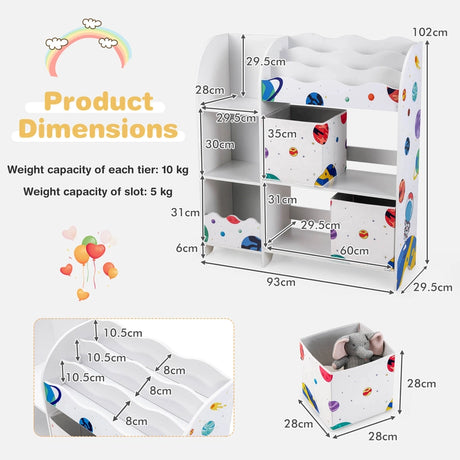 Kids Toy and Book Organizer Children Wooden Storage Cabinet with Storage Bins