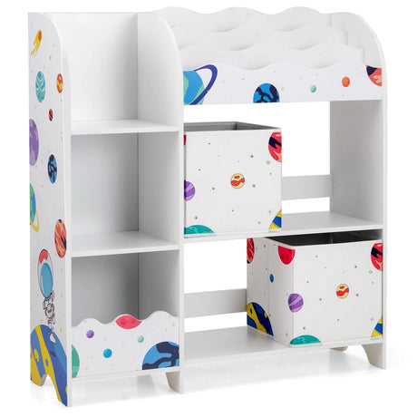 Kids Toy and Book Organizer Children Wooden Storage Cabinet with Storage Bins