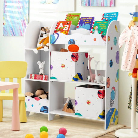 Kids Toy and Book Organizer Children Wooden Storage Cabinet with Storage Bins