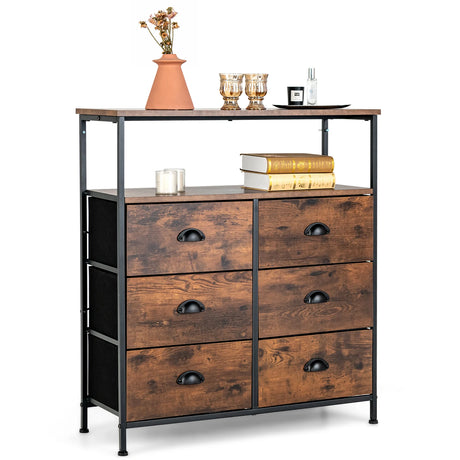 Drawer Dresser with 6 Removable and Foldable Fabric Drawers