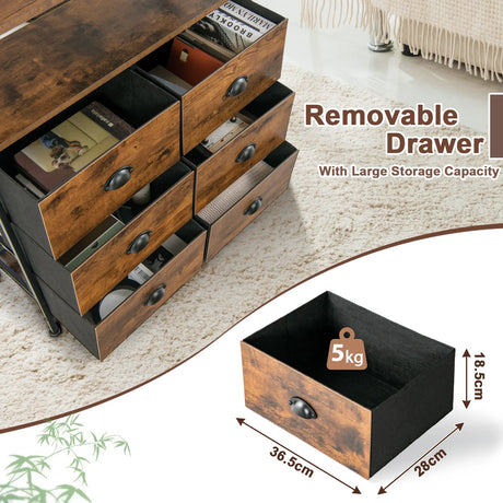 Drawer Dresser with 6 Removable and Foldable Fabric Drawers