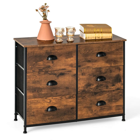3-Tier Storage Dresser with 6 Drawers & Steel Frame