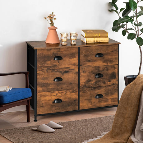 3-Tier Storage Dresser with 6 Drawers & Steel Frame