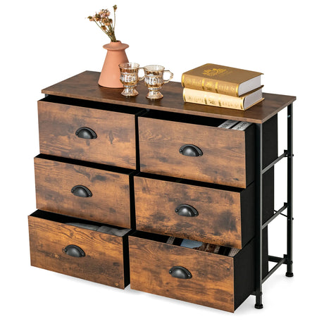 3-Tier Storage Dresser with 6 Drawers & Steel Frame