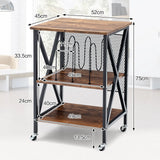 3-tier Rolling Stand with 3 Dividers and Steel Frame for Living Room/Office