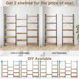 Large Triple Wide Floor Standing Bookcase Display Shelf with Metal Frame-Rustic Brown