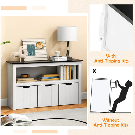 Kids Toy Storage Organizer with Blackboard Top-3-Drawer