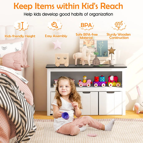 Kids Toy Storage Organizer with Blackboard Top-3-Drawer