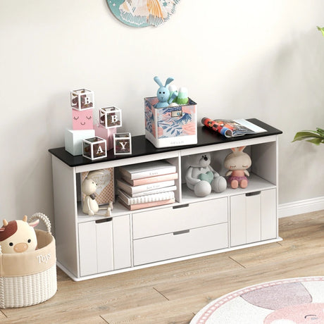Kids Toy Storage Organizer with Blackboard Top-4-Drawer