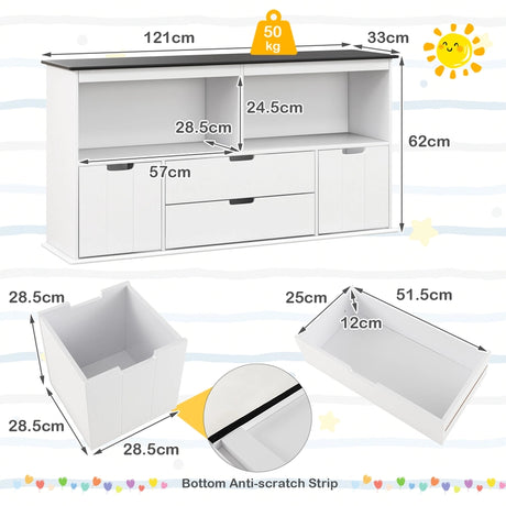 Kids Toy Storage Organizer with Blackboard Top-4-Drawer