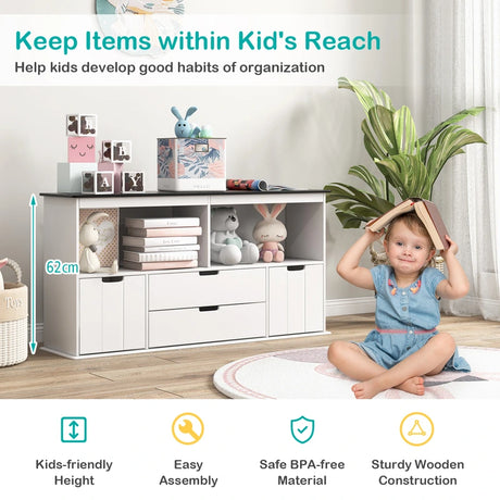 Kids Toy Storage Organizer with Blackboard Top-4-Drawer