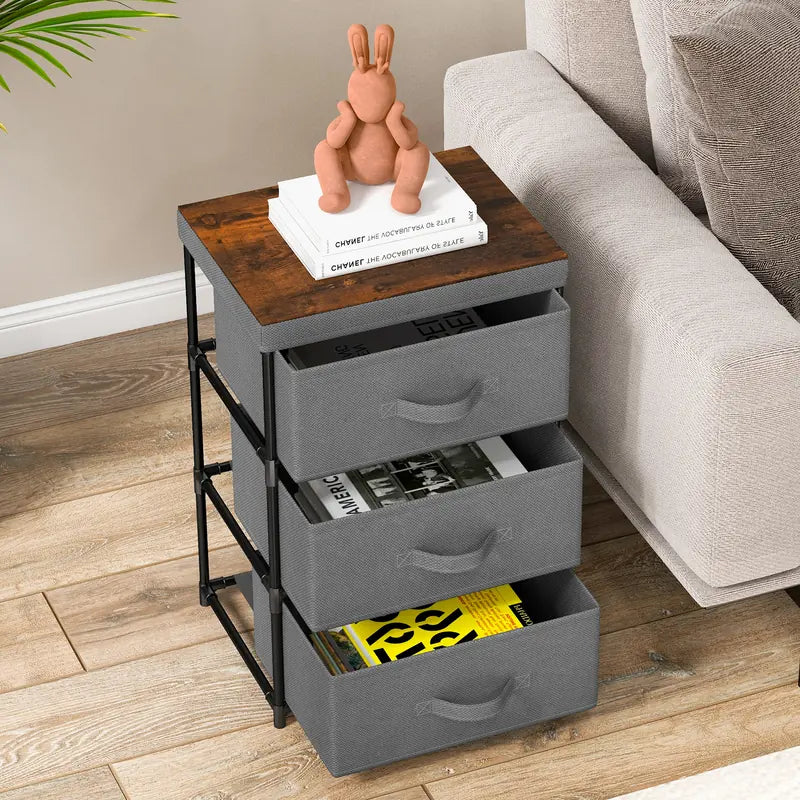 Fabric Storage Organizer Tower Unit with Removable Lid-Grey