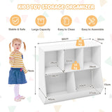 5-Cube Wooden Kids Toy Storage Organizer with Anti-Tipping Kits-White