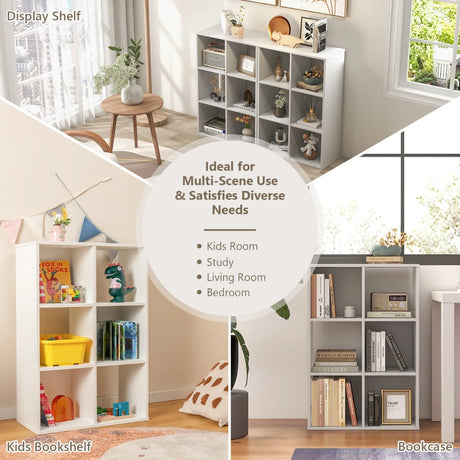 6-Cube Bookshelf 4-Tier Floor Display Shelf-White