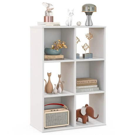 6-Cube Bookshelf 4-Tier Floor Display Shelf-White