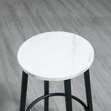HOMCOM Three-Piece Marble-Effect Bar Table Set - White/Black