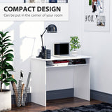 HOMCOM Modern Computer Desk, Home Office Table, Small Writing Desk with Storage Shelf, 90 x 50cm, White Wood Grain