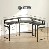 HOMCOM 'L' Shaped Work Desk, with LED Lights - Black