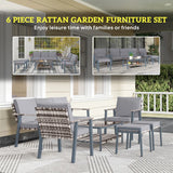 Outsunny Six-Piece Rattan Garden Sofa Set - Grey