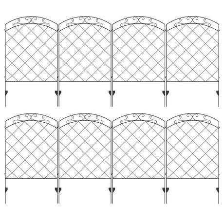 Outsunny Decorative Garden Fencing, 43in x 11.4ft Outdoor Picket Fence Panels, 8PCs Rustproof Steel Wire Landscape Flower Bed Border Edging Animal Barrier, Swirls