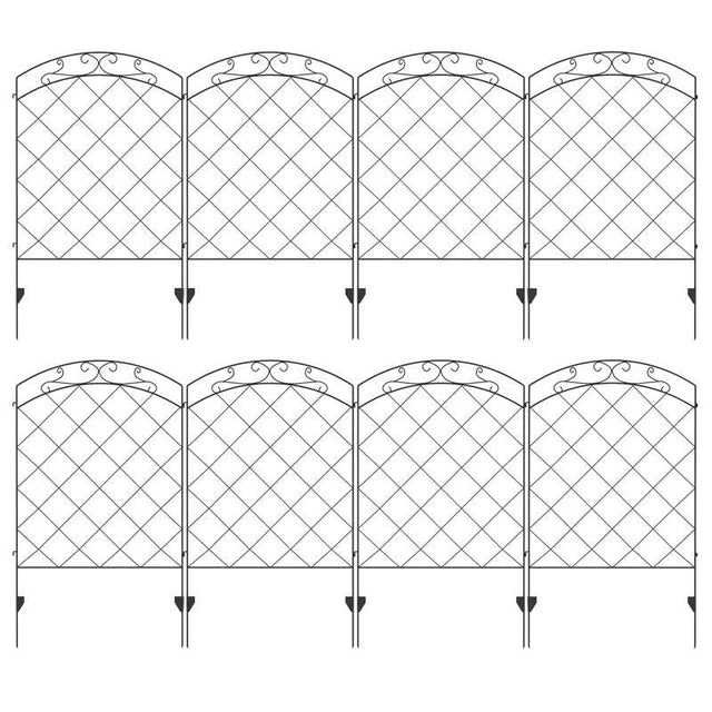 Outsunny Decorative Garden Fencing, 43in x 11.4ft Outdoor Picket Fence Panels, 8PCs Rustproof Steel Wire Landscape Flower Bed Border Edging Animal Barrier, Swirls