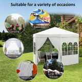 Outsunny 4 m Party Tent Wedding Gazebo Outdoor Waterproof PE Canopy Shade with 6 Removable Side Walls
