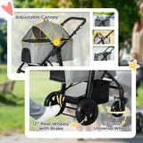 PawHut Dog Pram Pet Stroller for Small Dogs Cats, Foldable Dog Pushchair Trolley with Detachable Pet Carrier Bag, Shock Absorber, Adjustable Handlebar, Grey