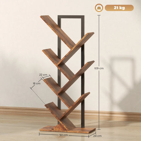 HOMCOM Six-Section Tree Bookcase - Wood-Effect