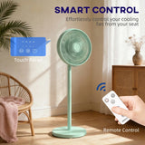 HOMCOM 40 cm Standing Fan, Cooling Floor Fan with 80 Oscillating, Adjustable Tilt and Height, 4 Speed, Remote Control, Green