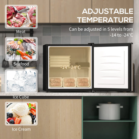 HOMCOM 35L Mini Freezer, -24 to -14 Temperature - Silver Tone