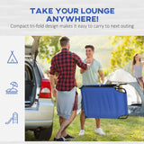 Outsunny Folding Sun Loungers Set of 2 with Face Hole, 4-Position Adjustable Backrest Garden Recliner Chairs Sunbeds, Outdoor Lounge Chairs with 600 D Oxford Cloth Seat, Pillow for Beach, Blue