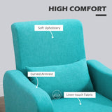 HOMCOM Accent Chair, Linen-Touch Armchair, Upholstered Leisure Lounge Sofa for Living Room, Club Chair with Wooden Frame, Teal