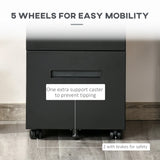 Vinsetto Metal Mobile File Cabinet with Wheels, Lockable 2 Drawer Filing Cabinet for A4, Legal, Letter, Compact Under Desk Storage Unit with Pre-Assembled Body for Home Office, 39 x 48 x 67cm, Black
