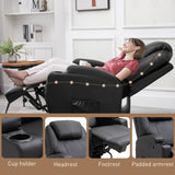 HOMCOM Recliner Chair, Recliner Massage Rocker Chair with 360 Rotate, 165 Reclining Function, Adjustable Footrest, Swivel Armchair Single Sofa for Living Room with Drink Holders, Side Pockets, Black