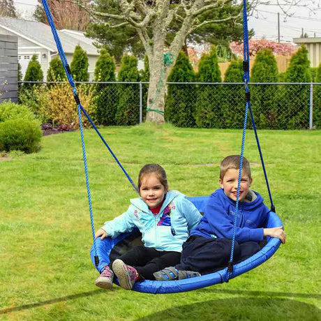 HOMCOM Kid Nest Swing Seat Saucer Tree Swing 40 Inch/100cm for Outdoor Indoor Blue