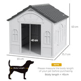 PawHut Plastic Weather-Resistant Dog House, for Indoors and Outdoors, Medium Dogs - Grey