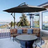 Outsunny 2.45m Overhanging Cantilever Parasol, Heavy Duty Waterproof Garden Umbrella with Cross Base, Black