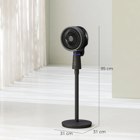 HOMCOM Pedestal Air Circulation Fan with Oscillating, Light Off, Black