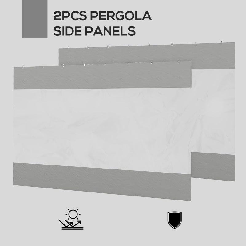 Outsunny Set of Two 3 x 2m Replacement Pergola Panels - Grey