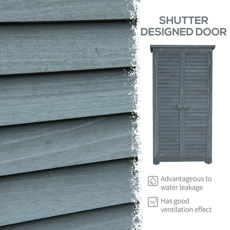 Outsunny 39.5 x 79cm Fir Wood Garden Shed - Grey