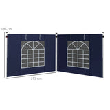 Outsunny Set of Two 195 x 295cm Replacement Gazebo Side Walls - Blue