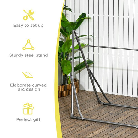 Outsunny Foldable Hammock Stand, Portable Hammock with Metal Frame, 2 in 1 Hammock Net Stand, Clothes Drying Rack, Load Capacity 120kg, for Patio, Garden, Yard, Black