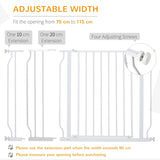 PawHut Wide Dog Safety Gate, with Door Pressure, for Doorways, Hallways, Staircases - White