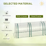 Outsunny PVC Tunnel Greenhouse Green Grow House Steel Frame for Garden Backyard with Zipper Doors 295x100x80 cm, Clear