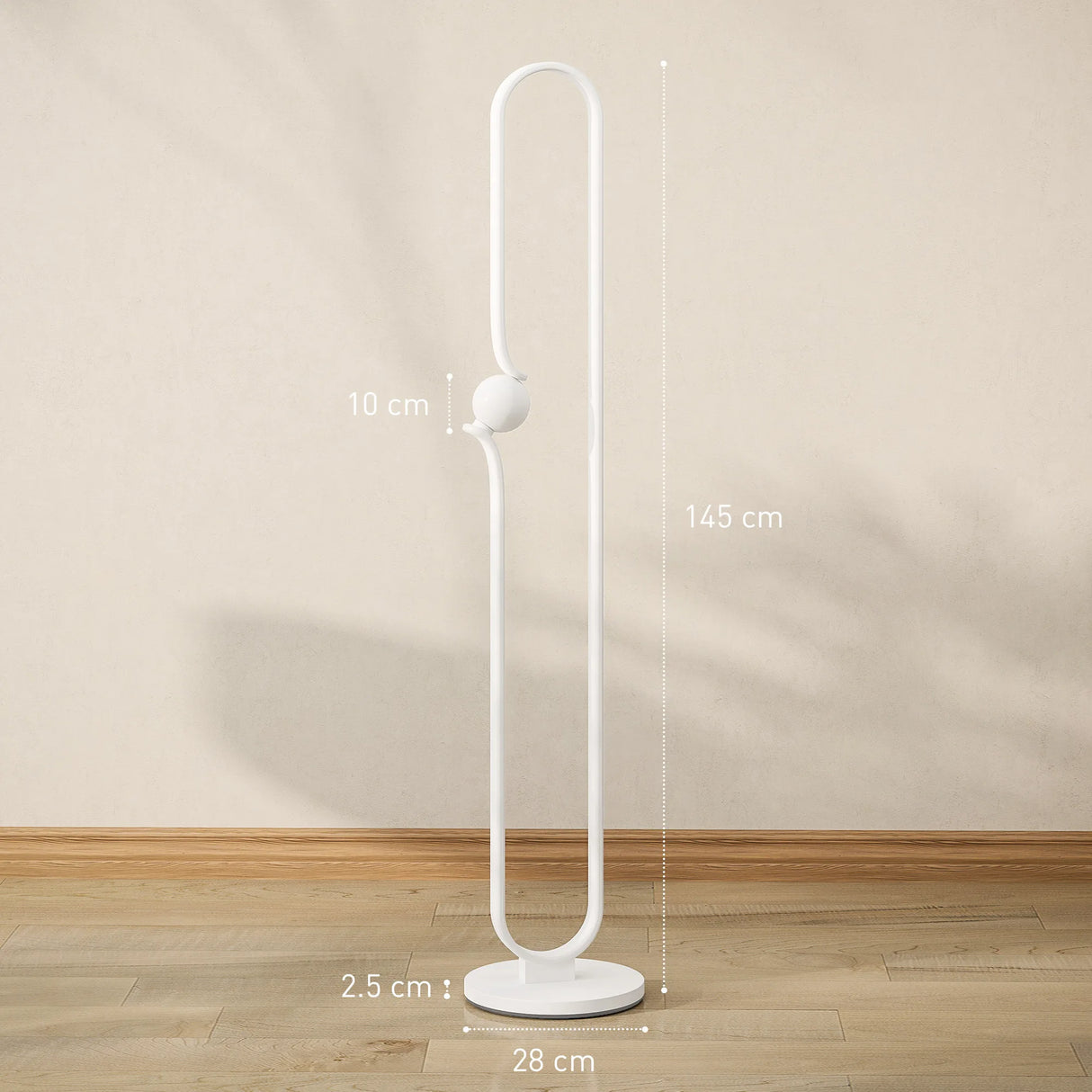 HOMCOM LED Floor Lamp, Dimmable Floor Standing Lamp with Glass Night Light, Foot Switch for Living Room, Bedroom, Office, White