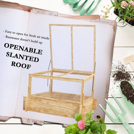 Outsunny 2-In-1 Wooden Greenhouse Planter Box - Natural