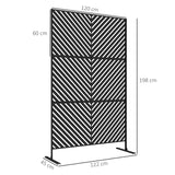 Outsunny 6.5FT Decorative Outdoor Divider, Metal Privacy Screen with Stand, Triangle Style, Black