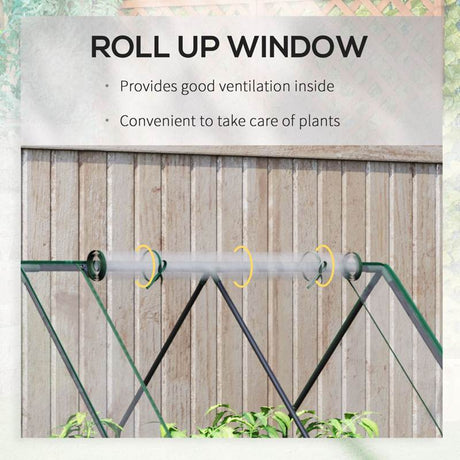 Outsunny Raised Garden Bed with Greenhouse, Steel Planter Box with Plastic Cover, Roll Up Window, Dual Use for Flowers, Vegetables, Fruits and Herbs, 127L x 95W x 92H cm, Clear